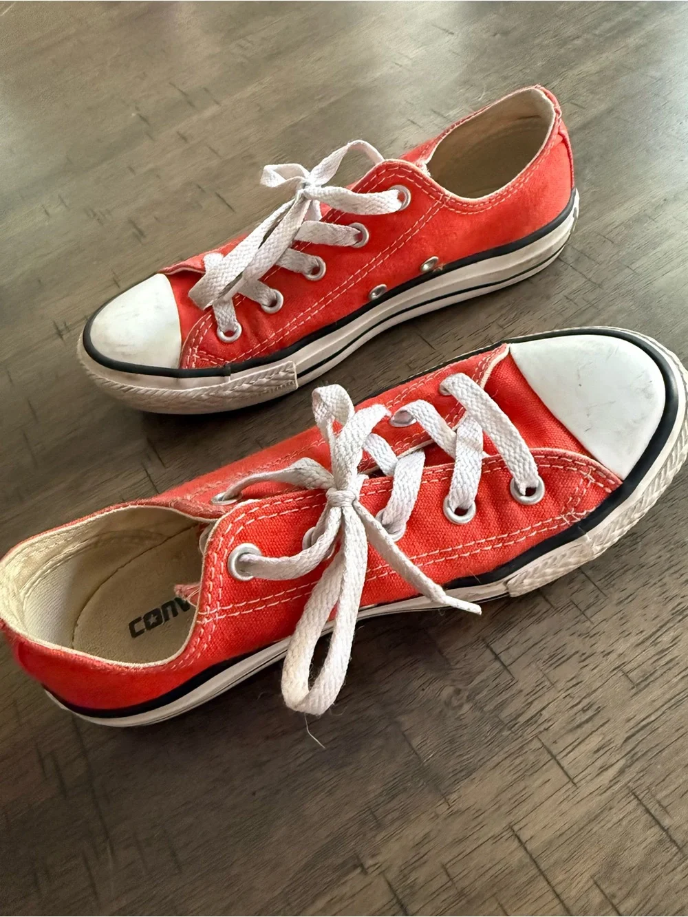 Converse Kids Low-Top Canvas Sneakers in Orange-Red with White Accents